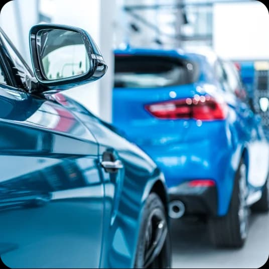 Cars parked at a dealership