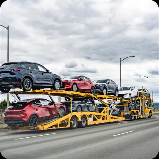 Car Hauler full of cars while in-transit