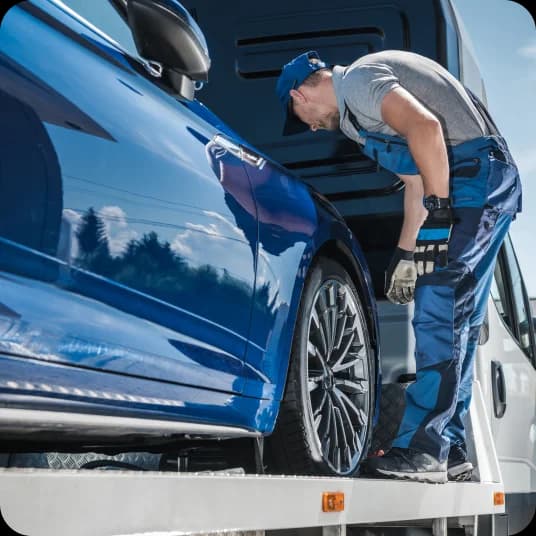 Professional checking car on truck