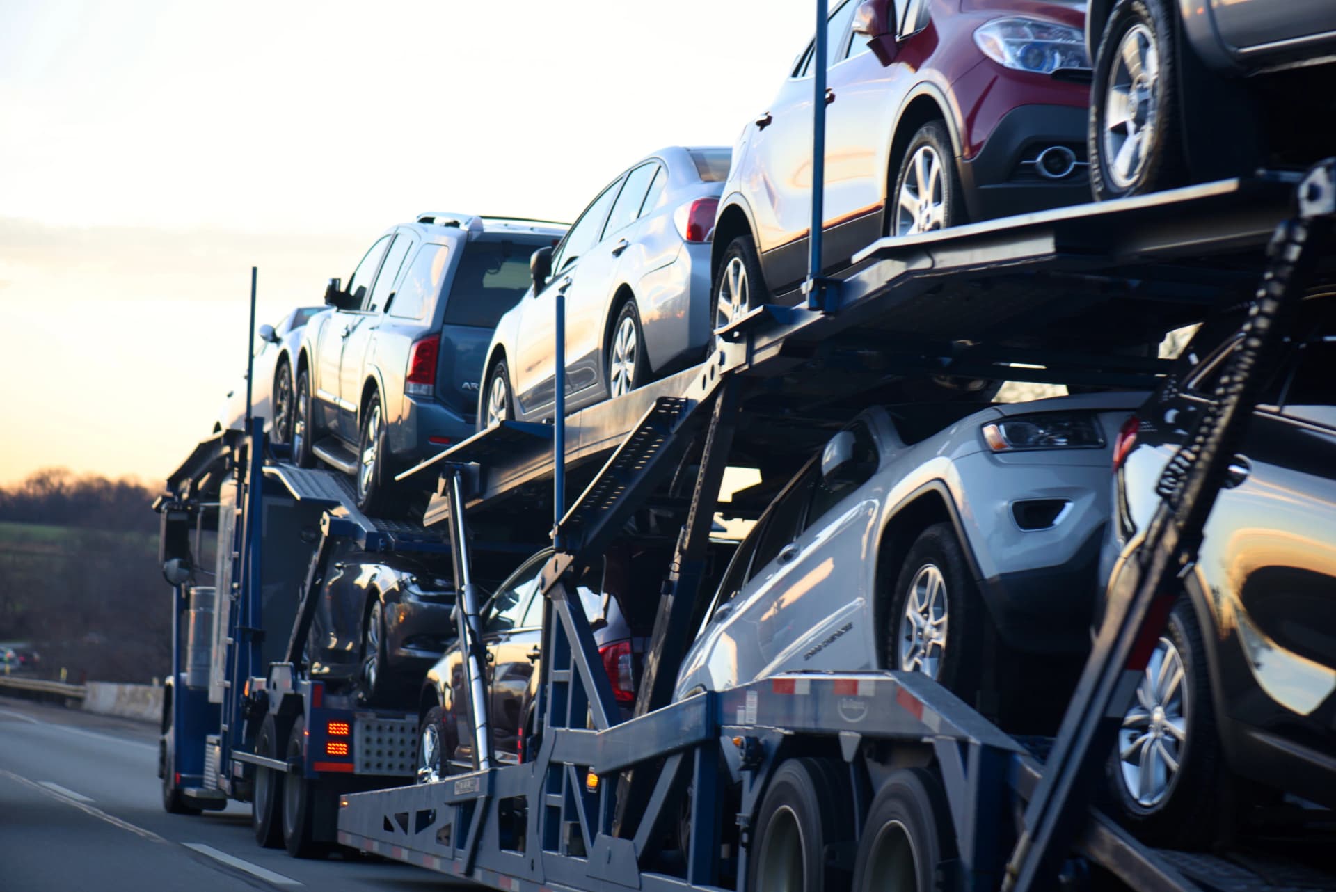 Cars on a double-decker carrier